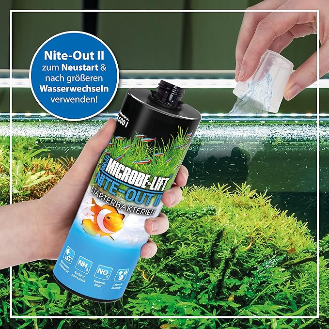 MICROBE-LIFT NITEH64 Nite-Out II Aquarium and Fish Tank Cleaner for Rapid Ammonia and Nitrite Reduction, Freshwater and Saltwater, 64 Ounces