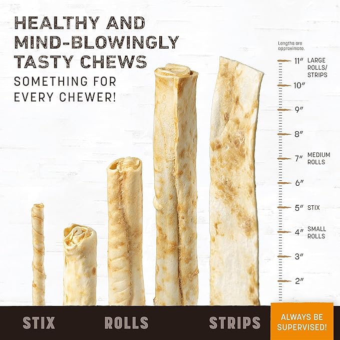 Earth Animal No Hide Strips Barbeque Smoked Chicken & Turkey Flavored Natural Treats | No Rawhide | Quick & Thin Dog Chews - 4 Count