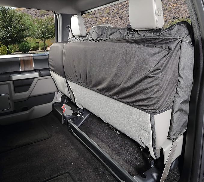 4Knines Bench Seat Covers for Trucks with Dog Hammock & Split-Tech - Rear Seat Protector for Dogs Fits Full Size Crew Cab with Split Bench Seats - Waterproof Dog Seat Cover (Passenger Side, Grey)
