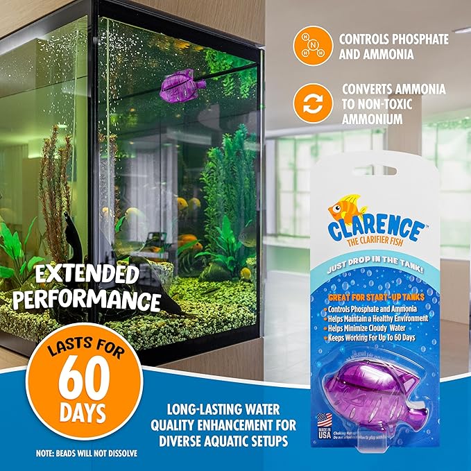 Aquarium Water Clarifier | Clear Cloudy Fish Tank Water Treatment, Safe for Freshwater & Saltwater Fish and Plants - Purple, 1 Pack