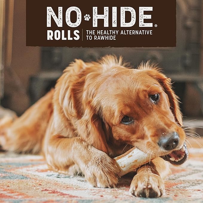 Earth Animal No Hide Medium Chicken Flavored Natural Rawhide Free Dog Chews Long Lasting Chew Sticks | Treats for Large Dogs | Great for Aggressive Chewers - 2 Count
