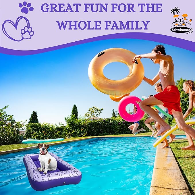 Schwimmer Dog Pool Float โ Premium Pool Float for Large Dogs up to 220lbs โ Durable & Inflatable Dog Raft for Pool, Lake & Beach โ Comfortable & Safe Floating Mat for Summer Fun - Dog Floatie