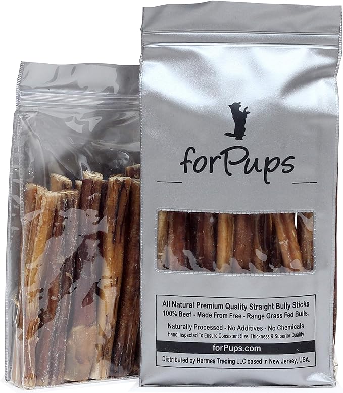 Regular 1 Pound of (8โ) Bully Sticks for Medium & Small Dogs, for Sensitive & Medium Chewers (16 oz) Natural & Fully Organic, 100% Beef Pizzle, Fully Digestible Dental Treats (8 inch, 1 lb)