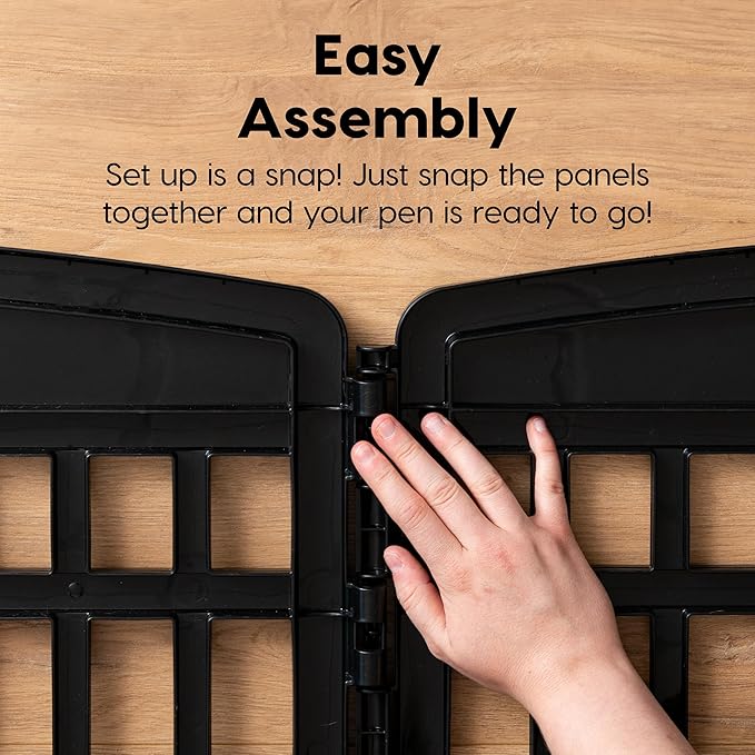 IRIS USA 24" 6-Panel Dog Playpen with Door, 61 x 61 x 24, Puppy Playpen, Dog Play Pen Indoors, Pet Fence, Puppies/Small Dogs, Black