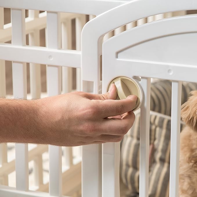 IRIS USA 24" 6-Panel Dog Playpen with Door, 61 x 61 x 24, Puppy Playpen, Dog Play Pen Indoors, Pet Fence, Puppies/Small Dogs, White
