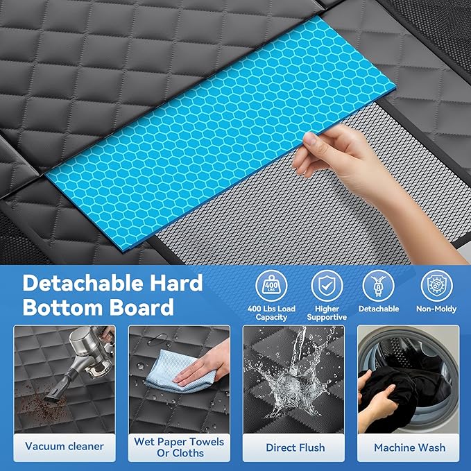 Pet Car Seat Cover Backseat - Upgraded Back Seat Extender for Dogs, 600D Scratchproof, PU Thickened, Waterproof Hammock, 400 lbs, Easy to Clean/Install, Universal for Cars SUV Truck, Pet Protector