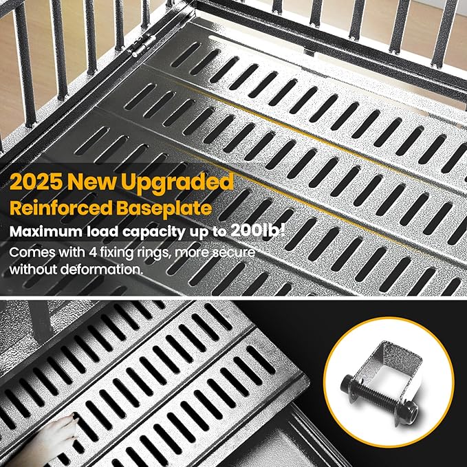Oranland 38 inch Heavy Duty Indestructible Dog Crate,2025 New Upgraded Reinforced Baseplate for Large Dogs,XL Dog Crate for High Anxiety Dogs/Max Load Capacity 200lbs/Double Door with WheelsοΌSilverοΌ