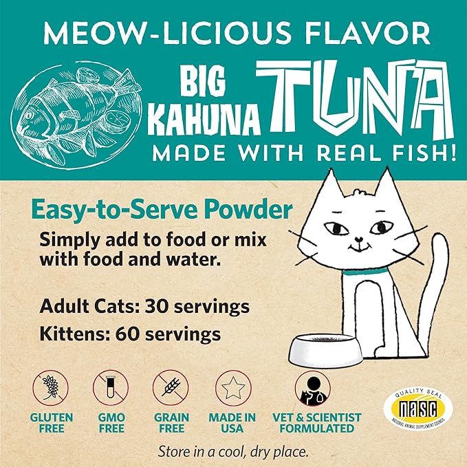 Meowbiotics Good Guts for Cats Probiotic Powder, 11 Probiotic Strains, 2 Prebiotics, 5 Digestive Enzymes for Digestive Support, Tuna Flavor, Probiotics for Cats, Indoor & Outdoor (30 Days)
