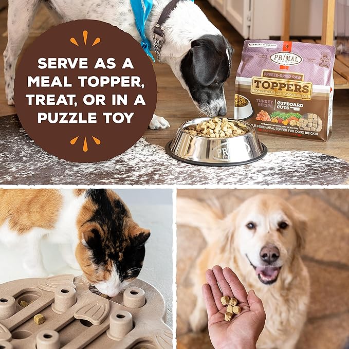 Primal Dog Food Toppers & Cat Food Toppers, Cupboard Cuts, Grain Free Meal Mixers with Probiotics, Raw Freeze Dried Dog Treats & Cat Treats, Great for Training (Chicken, 3.5 oz)