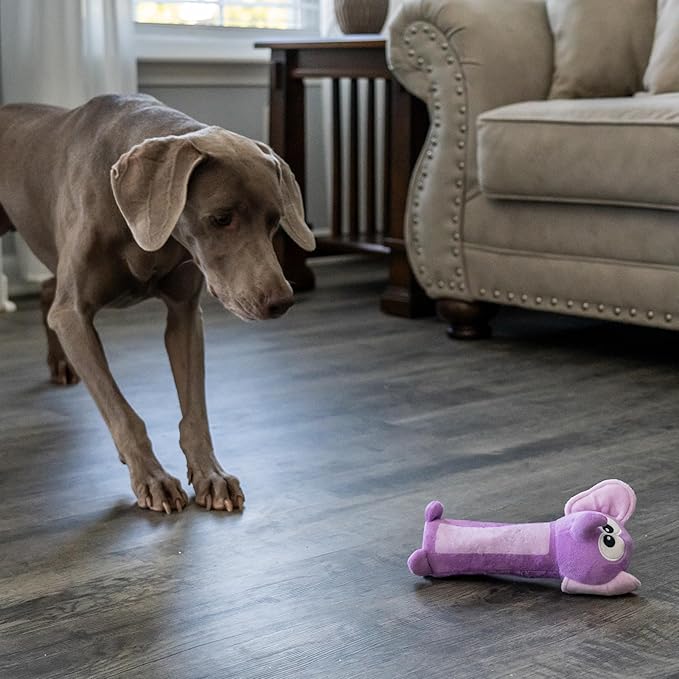 Outward Hound Bottle Bros Elephant Dog Toy, 7.9 Inch Plush Squeaky & Crackle Toy for Dogs, Interactive Fetch & Engaging Solo Play, Small, Purple