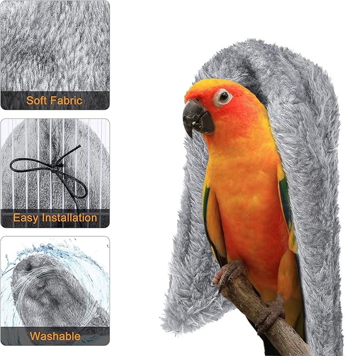 Comfort Corner Fleece Bird Blanket Parrot Cage Snuggle Hut Warm Bird Nest House Bed Hanging Hammock Toy for Parakeet Cockatiel Pigeon Small Animals Shelter Plush Bedding(Size L)