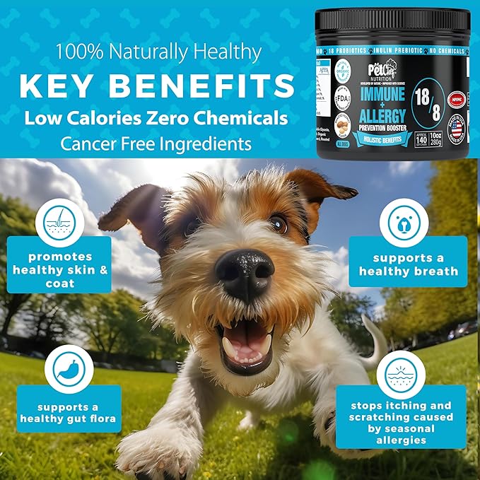 Pet Chef Dog Immune Allergy Supplements. Stop Dog Itching. Increase Canine Comfort Needing Anti Itch Relief and Reduces HotSpots & Skin Rashes Prevention - Big Value! 140ct Made in USA