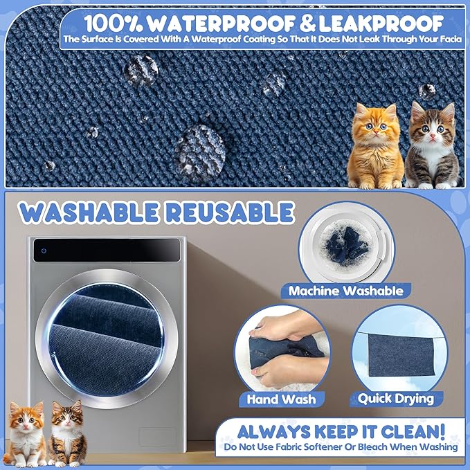 Cat Scratch Furniture Protector - Anti-Slip, Waterproof Sofa Cover to Keep Cats Off, Pet-Friendly Couch Protectors for 3 Cushion Couch, Anti-Scratch Couch Cover for Pets and Kids 118"X71"Navy Blue