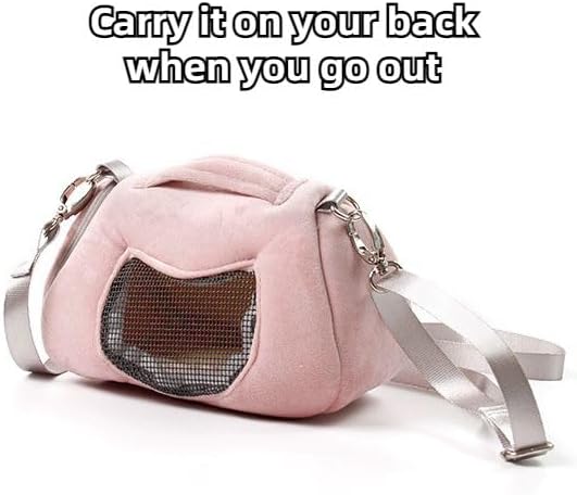 Small Pet Carrier Bag with Adjustable Shoulder Strap Hamster Travel Cage Breathable Carrier Portable Travel Carrier for Birds Sugar Glider Golden Hamsters (Pink A)