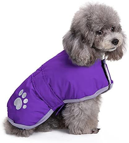 Queenmore Dog Winter Coat, Cold Weather Fleece Jacket for Dogs, Waterproof Reflective Reversible, for Small, Medium and Large Dogs (Purple, M)