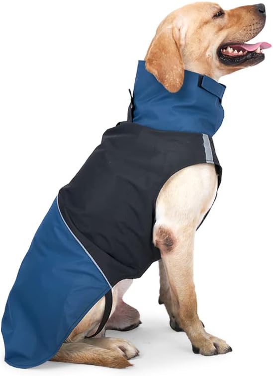 Windproof Dog Winter Jackets - Outdoor Coats with Waterproof Protection, Cold Weather Coats for Dogs, Blue Black XXL