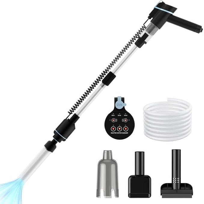 Aquarium Vacuum Gravel Cleaner,24W Electric Fish Tank Cleaning Tools,Multifunctional Fish Tank Gravel Cleaner Vacuum for Water Changer Wash Sand Circulation (Black)