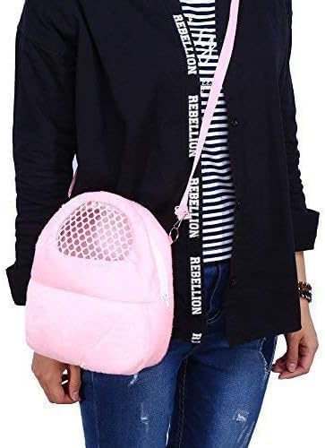 Pet Carrier Backpack for Small Animals, Travel Handbag for Cat, Puppy, Guinea Pig, Hedgehog, Hamster (Pink, M)