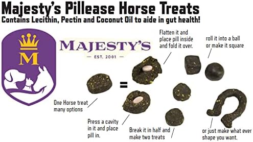 Majesty's PillEase Horse Treats | Pack of Two 48 Ounces Each |Makes Giving Medication Easy | Made in The USA | A Delicious Soft and Pliable No Bake Cookie Horse Treat