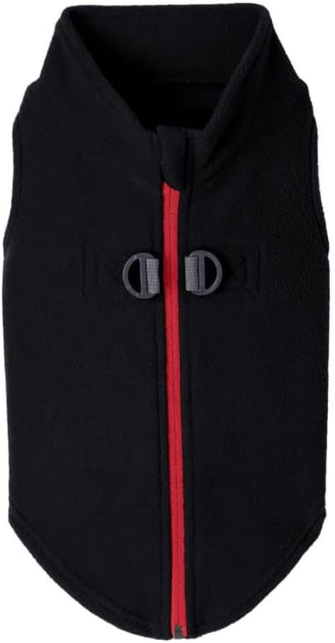 Gooby - Zip Up Fleece Vest, Fleece Jacket Sweater with Zipper Closure and Leash Ring, Black, Medium