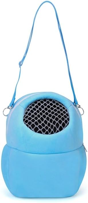 Pet Carrier Backpack for Small Animals, Travel Handbag for Cat, Puppy, Guinea Pig, Hedgehog, Hamster (Blue, S)