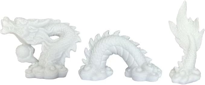livelyfish Aquarium Dragon Statue Sandstone Ornaments Asian Fish Tank Decor for Freshwater Saltwater Tank Landscape Garden Decorations (White)