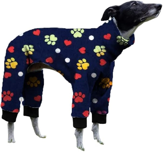 Cnkwei Dog Pajamas Medium Large Dog Paw Printed Greyhound Pajamas Jumpsuit Bodysuit
