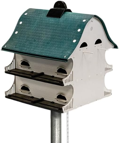 S&K American Barn Purple Martin House, 12 Room, Crescent Starling-Resistant Entries, Plastic Construction, White