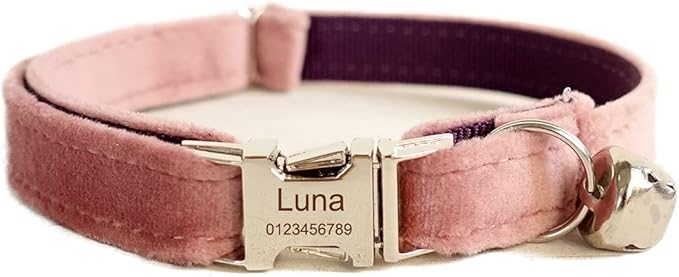 Cat Collar Personalized with Name Phone Number Engraved,Customized with Bell for Small Dogs Puppy Kitten