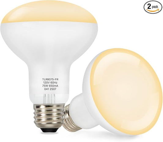 ALAMPEVER 2 Pack Reptile Heat Bulb, 75W Basking Light for Bearded Dragon, E26 Base, Durable Basking Bulb for Amphibian, Lizard, Tortoise, Gecko