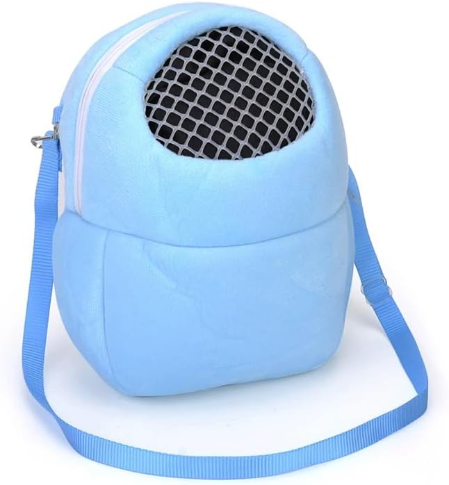 Pet Carrier Backpack for Small Animals, Travel Handbag for Cat, Puppy, Guinea Pig, Hedgehog, Hamster (Blue, Large)