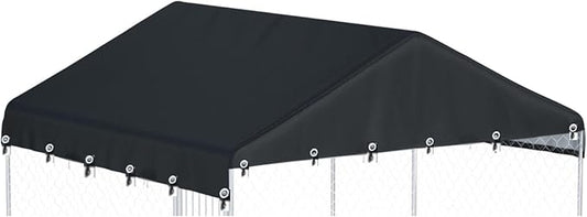 Outdoor Dog Kennel Cover 10'W x 10'L Made of 600D Waterproof Oxford Cloth- Black Replacement（Without Frame）