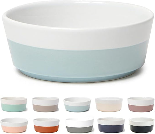 Waggo Dipper Ceramic Dog Bowl for Small and Large Breeds - Heavyweight and Durable Pet Food and Water Dish Crock, Dishwasher Safe, Modern (Cloud, Large)