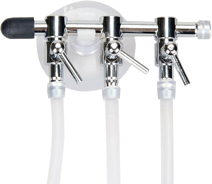 Aquarium Air Pump Splitter 10 in 1 Set 3-Way Air Flow Control Lever Valve & 3 Non-Return Check Valves & 6 Suction Cups for Fish Tank Airline Air Tube Hose