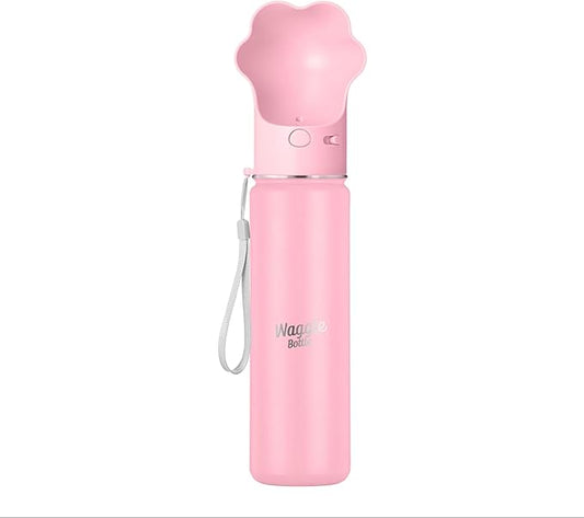 Stainless Steel Dog Travel Water Bottle, Vacuum Insulated Portable Dog Water Dispenser, Drink Cup and Snack Container On The Go, Outdoor Walking, Hiking, Travel (Pink, 22oz)