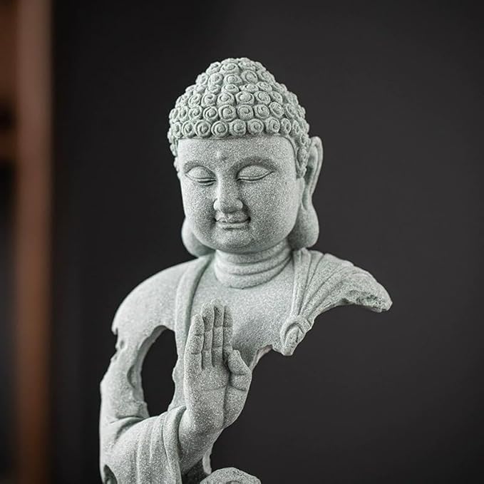 livelyfish Meditating Buddha Statue Zen Aquarium Buddha Figurines Sandstone Thinker Sculpture for Fish Tank Garden Home Decorations, Gift (G-S)