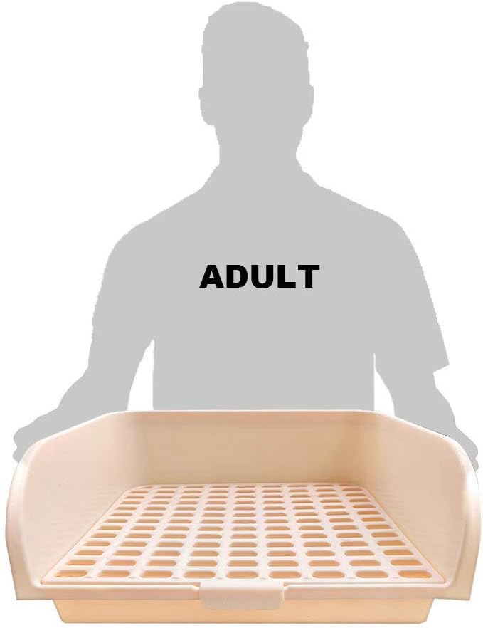 Amakunft 17"x13" Extra Large Rabbit Litter Box with 10PCS Bonus Pads, High Sided Plastic Guinea Pig Litter Box for Cage with Removable Grid, Indoor Bunny Jumbo Corner Litter Pan for Small Animal/Rat