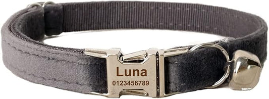 Cat Collar Personalized with Name Phone Number Engraved,Customized with Bell for Small Dogs Puppy Kitten