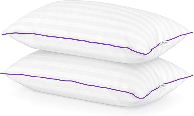 Queen Anne Luxury Hotel Pillows - Two Pack (2) - Majesty Down - Synthetic Down Alternative - Allergy Free Hypoallergenic Bed Pillows - Made in USA (Standard Medium)