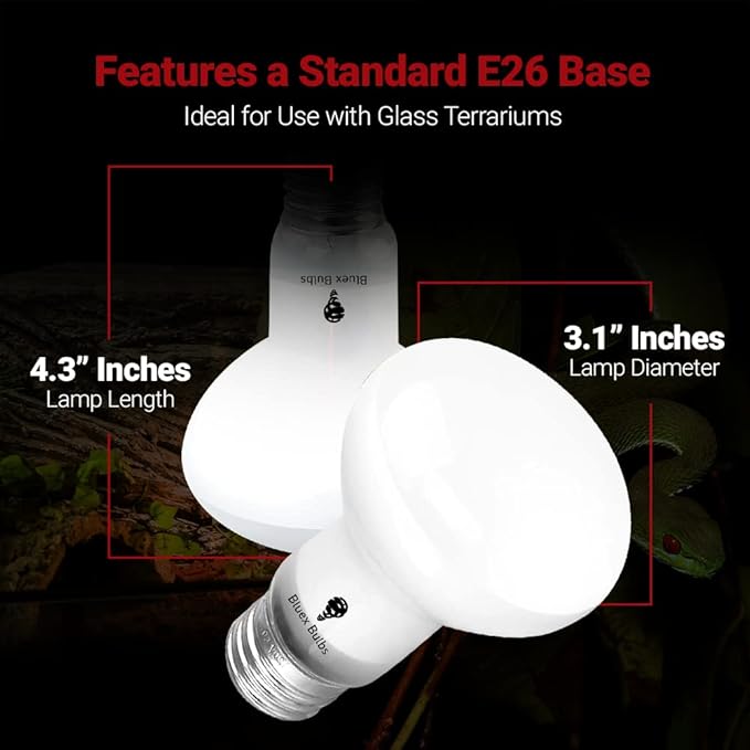 4 Pack 75-Watt Basking Light for Reptiles & Amphibians - Heat Lamp Bulbs for Glass Terrariums, Suitable for Bearded Dragons, Lizards, Iguanas - Broad Spectrum Reptile Basking Bulb