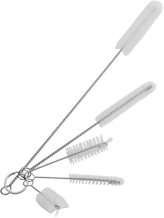 FDIT 5 Pcs Stainless Steel White Aquarium Cleaning Brush,Fish Tube Washing Brush Cleaner Clean Tool Set