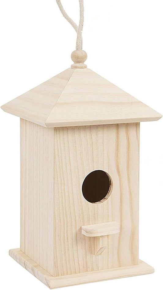 Wooden Birdhouse Creative Wooden Hanging Bird House for Small Bird DIY Birdcage Making or Decoration