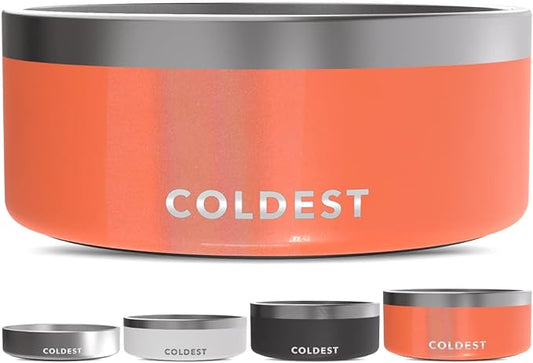Coldest Dog Bowl - Anti Rust Metal, Non Slip, 3 Layers Insulated Stainless Steel Dog Bowls - Spill Proof & Heavy Duty - Water Bowl for Dogs, Cats & Pets, Dish Washer Safe (100 oz, Candy Red Glitter)