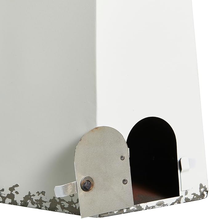 Glitzhome 24" H Metal Hanging Birdhouse for Outdoors, Farmhouse Pagoda Painted Decorative Bird House with Bell Roof for Bluebird Wren Chickadee Sparrow Bird Nest Box for Garden Patio, Washed White