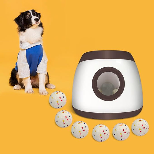 AutoDog Ball Launcher - Large Silent Dog Ball Thrower with Remote Control, 3 Adjustable Distances (40t/60ft/80ft), Rechargable,Includes 6 Durable 2.5" Balls for Medium/Large Dogs (Silver grey, Large)