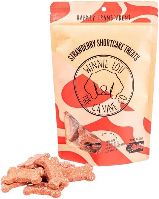 Winnie Lou Organic Healthy Dog Treats – All Natural Crunchy Dog Biscuits Made in USA with Organic Ingredients from Colorado Farms – for Small, Medium, Large Dogs - Strawberry Shortcake (Pack of 1)