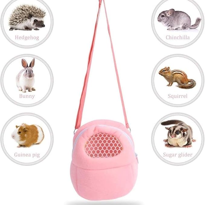 Pet Carrier Backpack for Small Animals, Travel Handbag for Cat, Puppy, Guinea Pig, Hedgehog, Hamster (Pink, M)