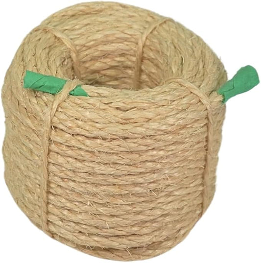 Premium Brazilian Sisal Rope, Natural Fiber 100% Sisal, Ultra Durable, Chemical-Free, Ideal for DIY, Cats, Scratching Post Replacement, Home Decor, Garden, Crafting (1/4” 50 ft / 6mm 15m)