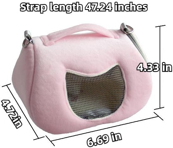 Small Pet Carrier Bag with Adjustable Shoulder Strap Hamster Travel Cage Breathable Carrier Portable Travel Carrier for Birds Sugar Glider Golden Hamsters (Pink B)