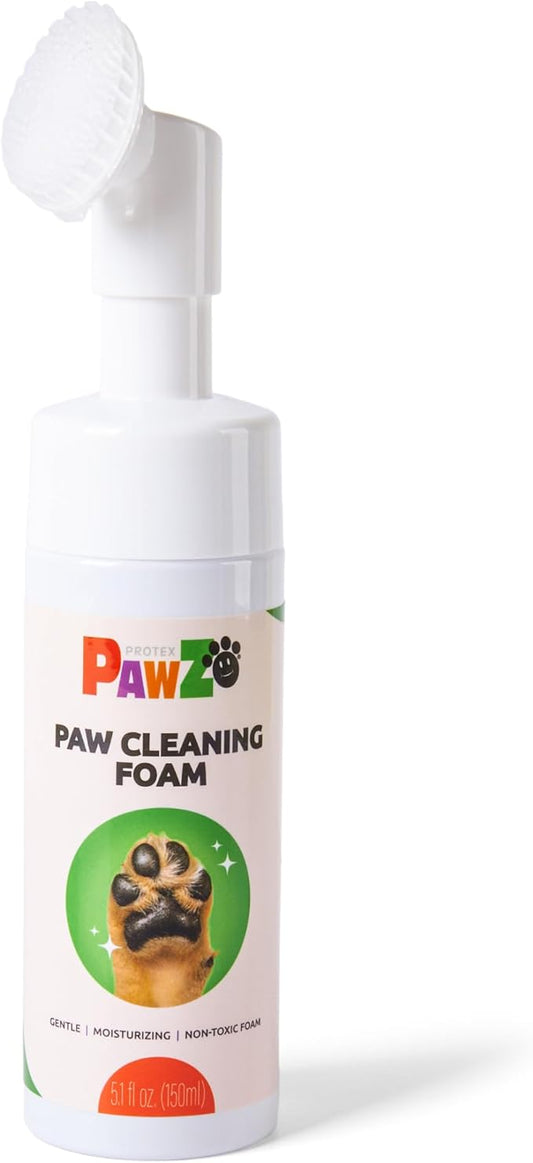Protex PawZ No-Rinse Foaming Paw Cleanser for Dogs - Moisturizing, Fragrance-Free with Silicone Brush